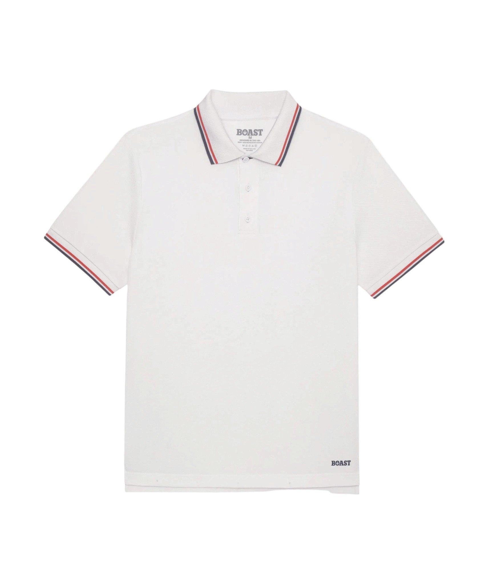 Boast Men's Tipped Match Polo 2.0 - White/Red/Navy - WHITE/RED/NAVY